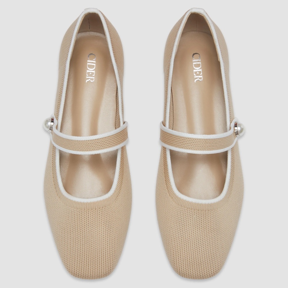Cider Mary Jane faux pearl flats